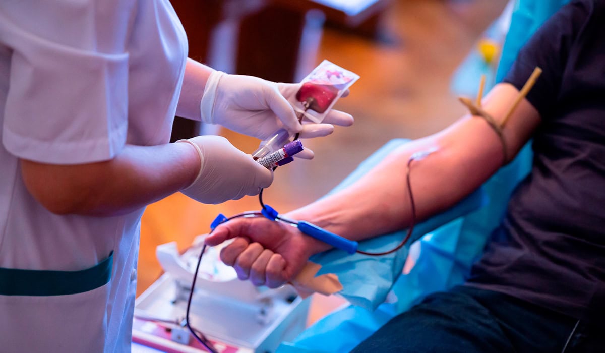 Enfermeira colhendo sangue de paciente para exame de sangue