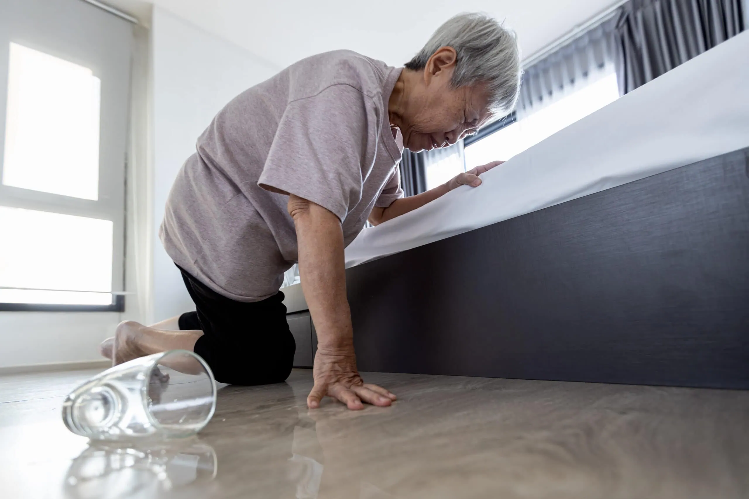 Exhausted,Tired,Asian,Old,Elderly,Closed,Her,Eyes,Having,High