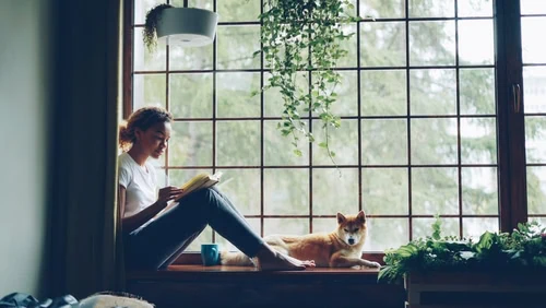 Attractive,Slim,Girl,In,Casual,Clothes,Is,Reading,Book,Sitting